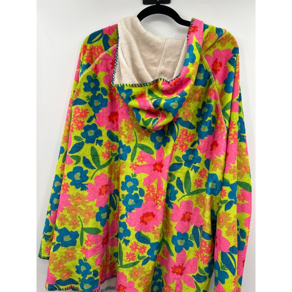 Natural Life Floral Blanket Style Hoodie One Size Oversized Boho Cozy Pullover - Picture 6 of 7